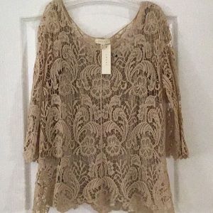 NWT cream crocheted top
